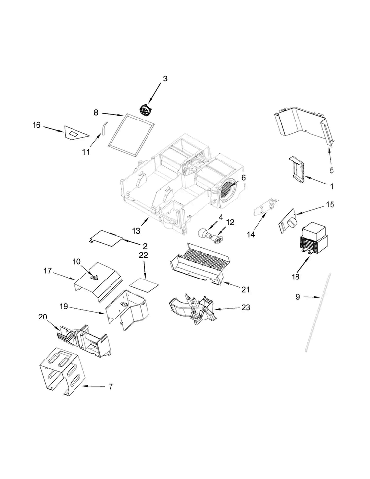 Air Flow Parts Diagram and Parts List for KMHC319EWH0  KitchenAid Microwave