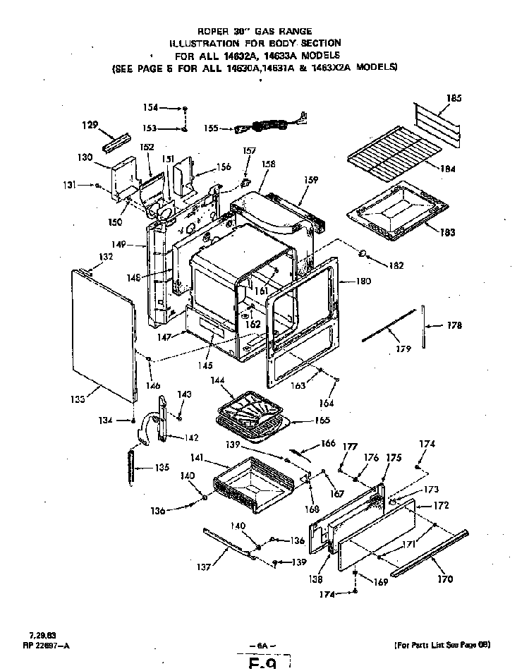 Section 9 Diagram and Parts List for 1463*3A  Roper Range