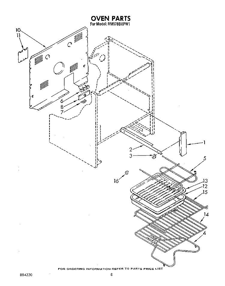 OVEN (CONTINUED) Diagram and Parts List for RM978BXPW1  Whirlpool Microwave Oven Combo