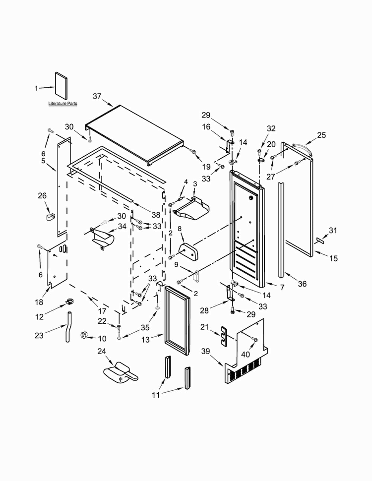 Cabinet, Door And Liner Parts Diagram and Parts List for 10689553100  Kenmore Ice Maker