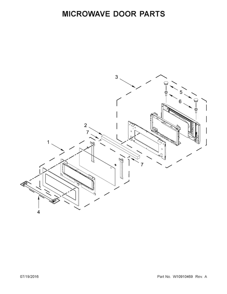 Microwave Door Parts Diagram and Parts List for KOCE500ESS05  KitchenAid Microwave