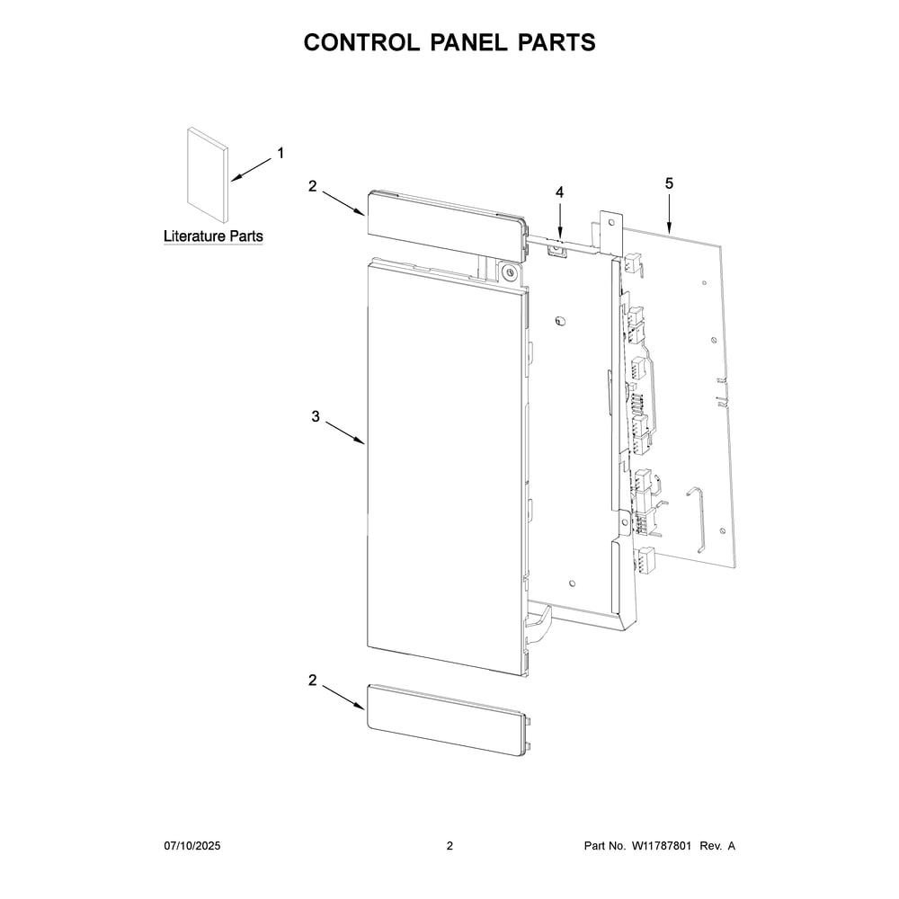 Control Panel Parts Diagram and Parts List for WMBT7030SZ00  Whirlpool Microwave
