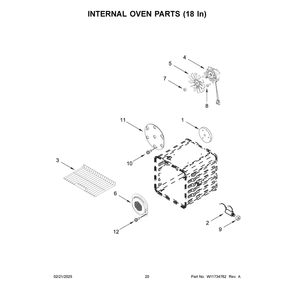 Internal Oven Parts (18 In) Diagram and Parts List for KFGC558JAV07  KitchenAid Range