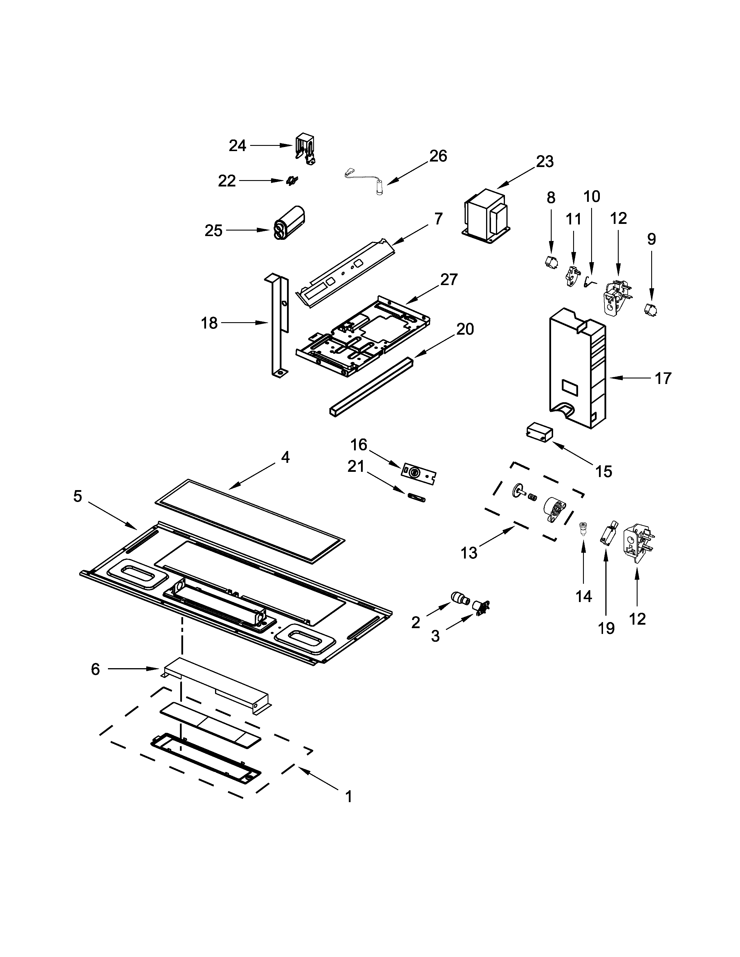 Interior And Ventilation Parts Diagram and Parts List for IMH172DS1  Whirlpool Microwave