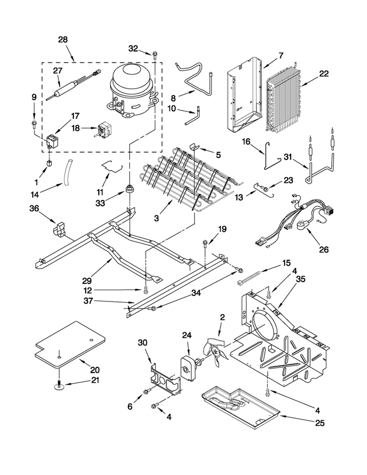 Unit Parts Diagram and Parts List for 10641263804  Kenmore Refrigerator
