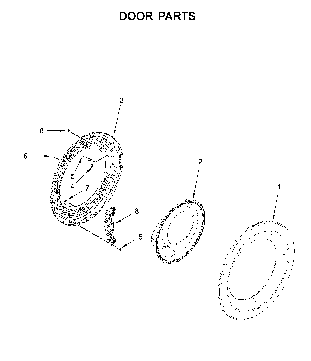 Door parts Diagram and Parts List for WFW560CHW2  Whirlpool Washer