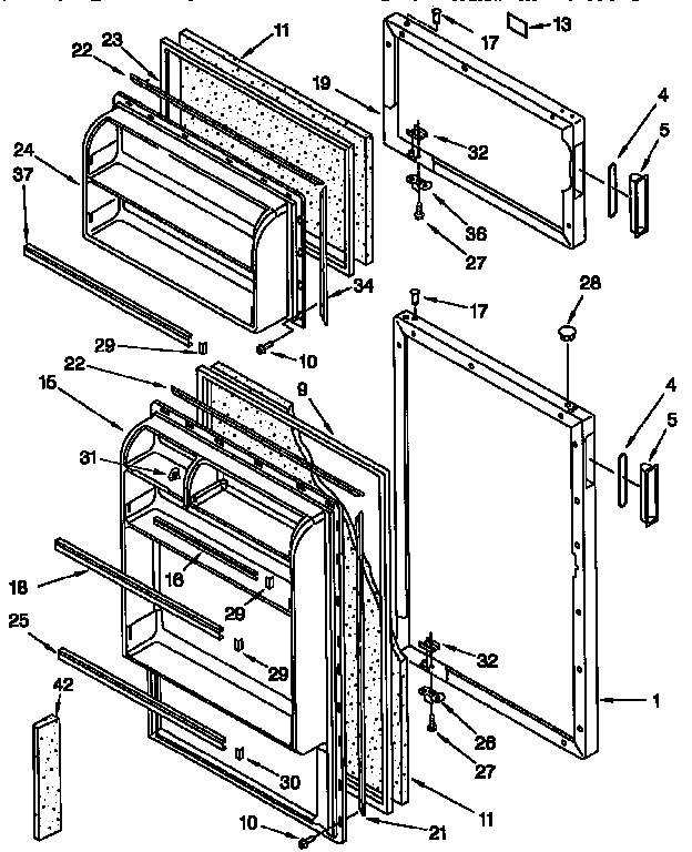 Door Diagram and Parts List for ET14CKYFNO2  Whirlpool Refrigerator