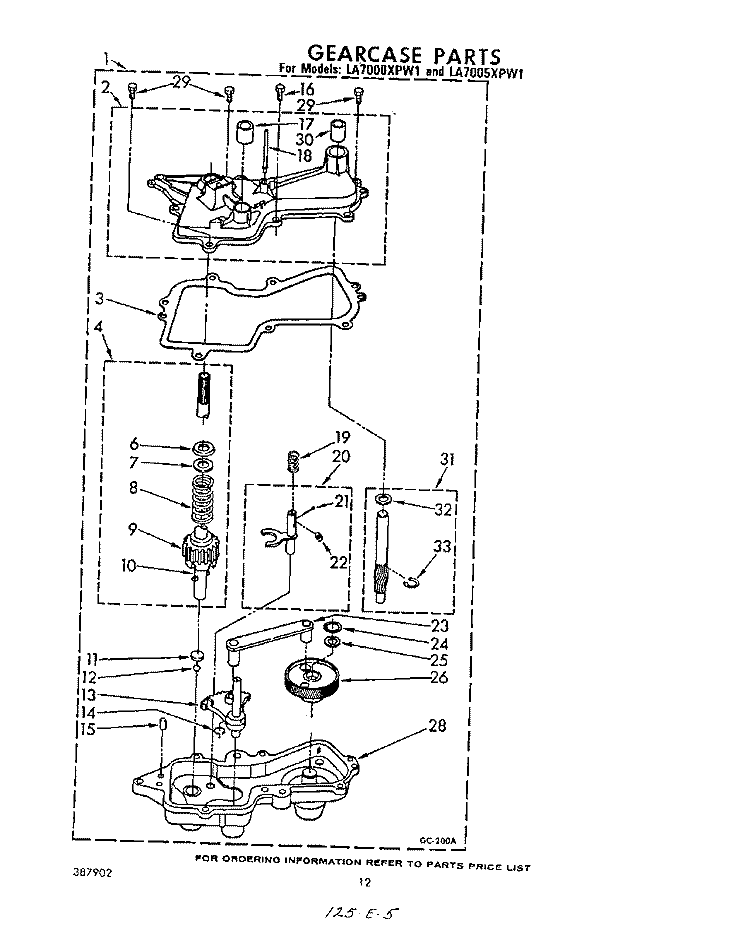 GEARCASE Diagram and Parts List for LA7005XPW1  Whirlpool Washer
