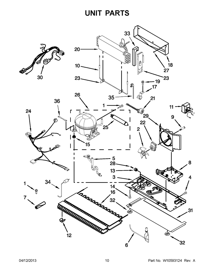 UNIT PARTS Diagram and Parts List for KFIV29PCMS00  KitchenAid Refrigerator