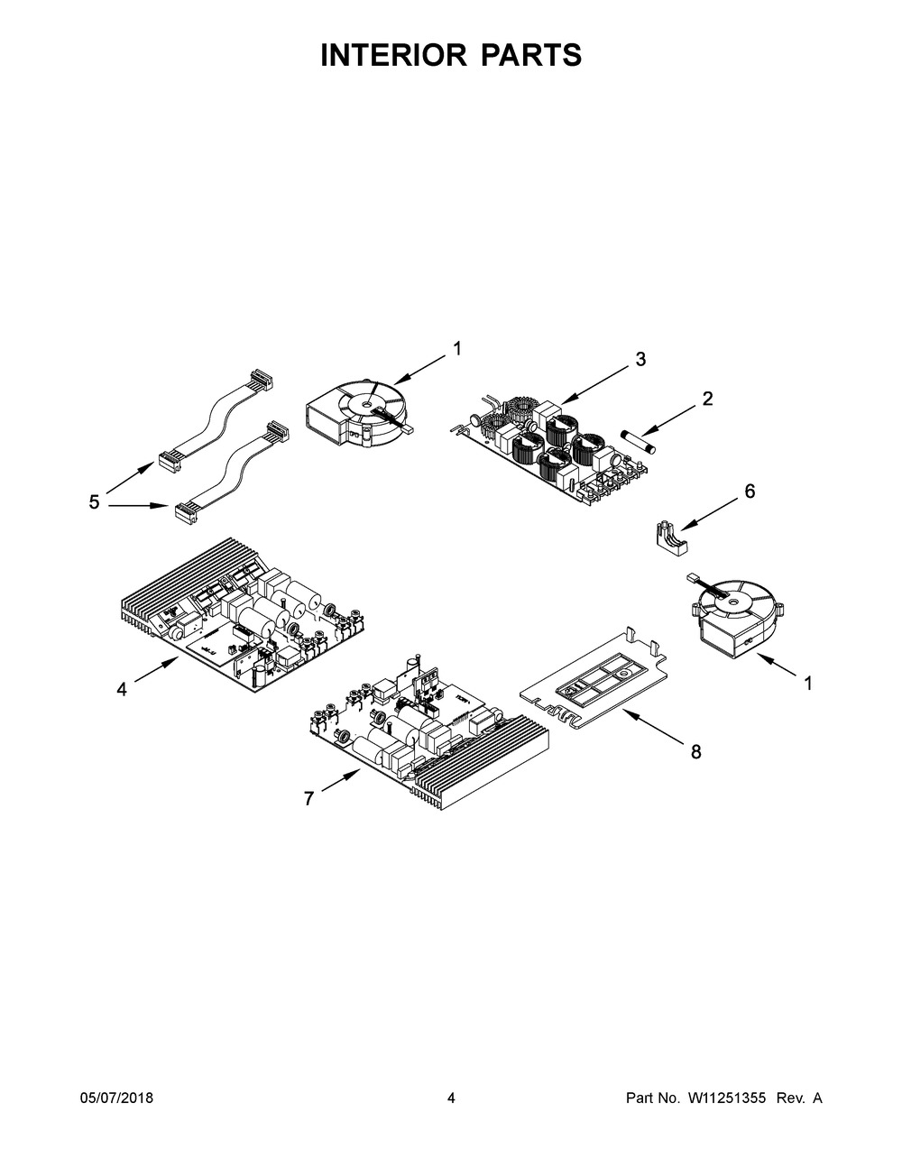Interior Parts Diagram and Parts List for KCIG704FBL0  Whirlpool Range