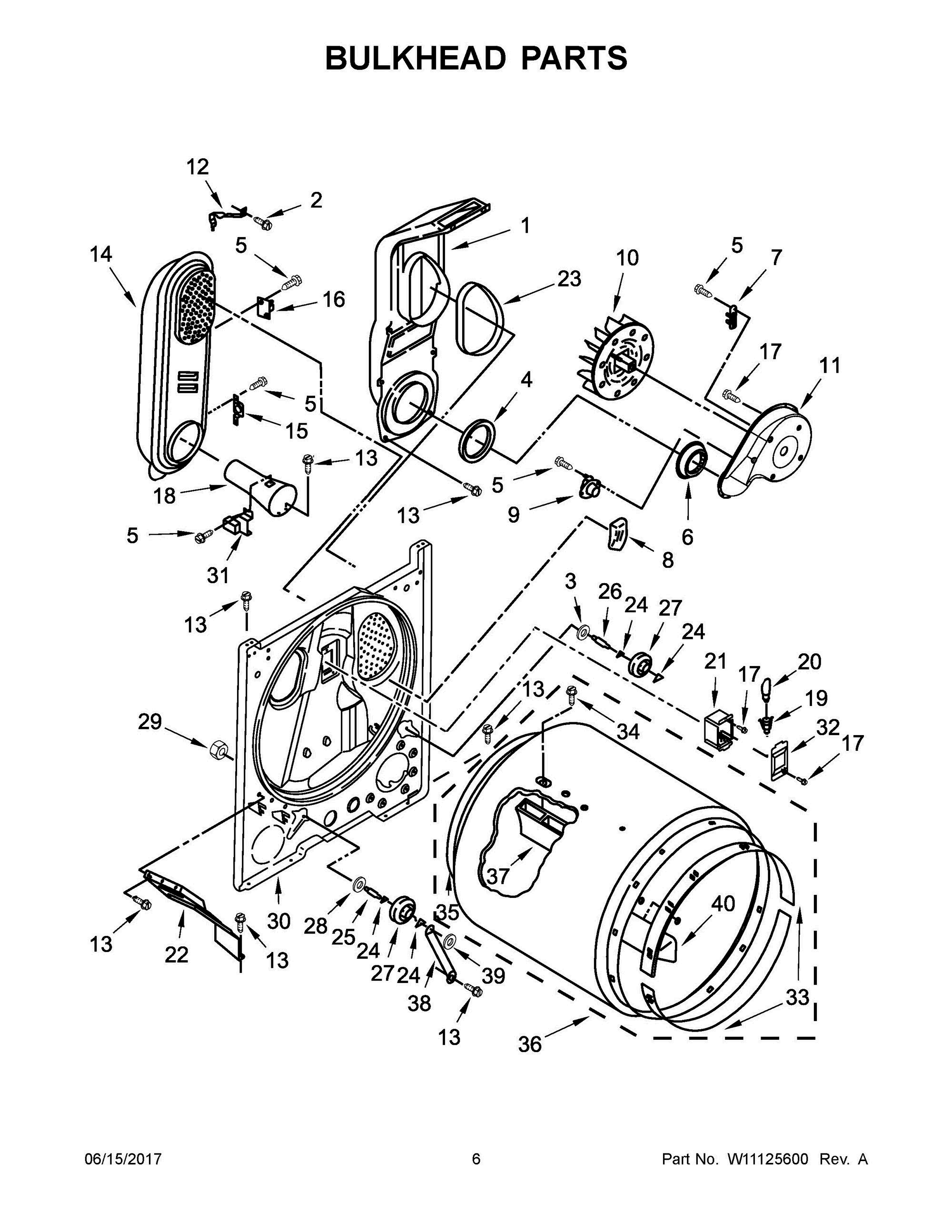 04 - BULKHEAD PARTS Diagram and Parts List for WGD7000DW3  Whirlpool Dryer