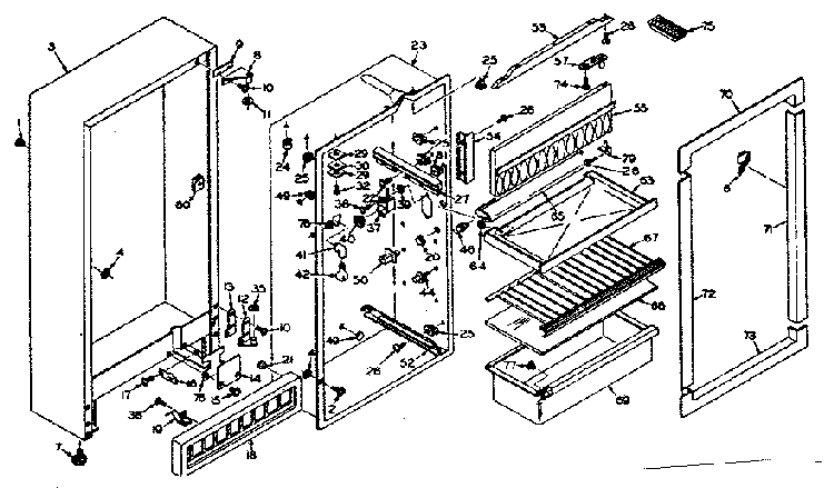Cabinet Parts Diagram and Parts List for 106W11A1  Kenmore Refrigerator