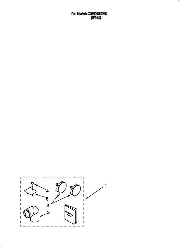 Diagram 1 Diagram and Parts List for CSP2761EW0  Whirlpool Dryer