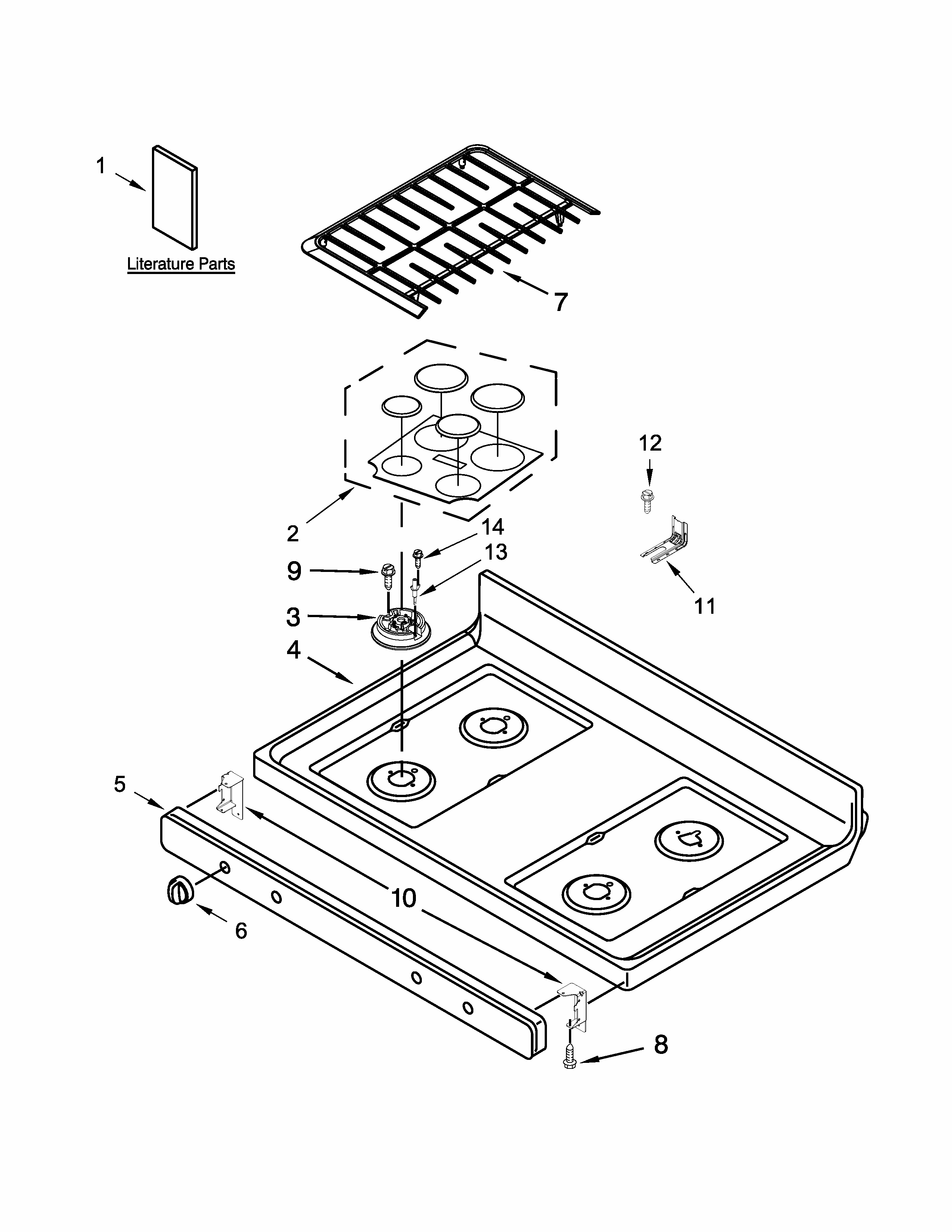 Cooktop Parts Diagram and Parts List for IGS505DS0  Whirlpool Range
