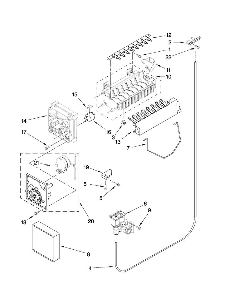 Icemaker Parts Diagram and Parts List for 10651103111  Kenmore Refrigerator
