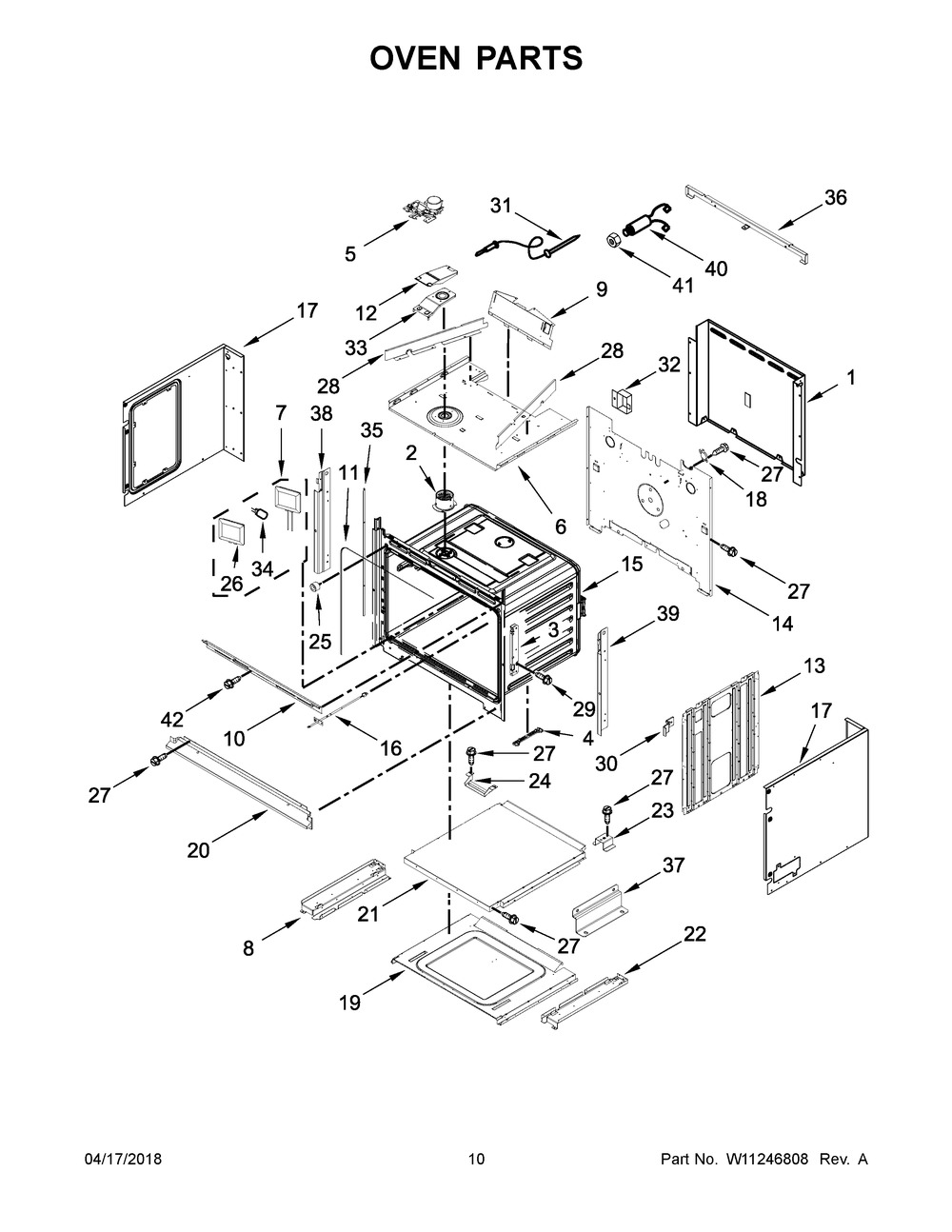 Oven Parts Diagram and Parts List for KOCE500EBL07  Whirlpool Microwave Oven Combo
