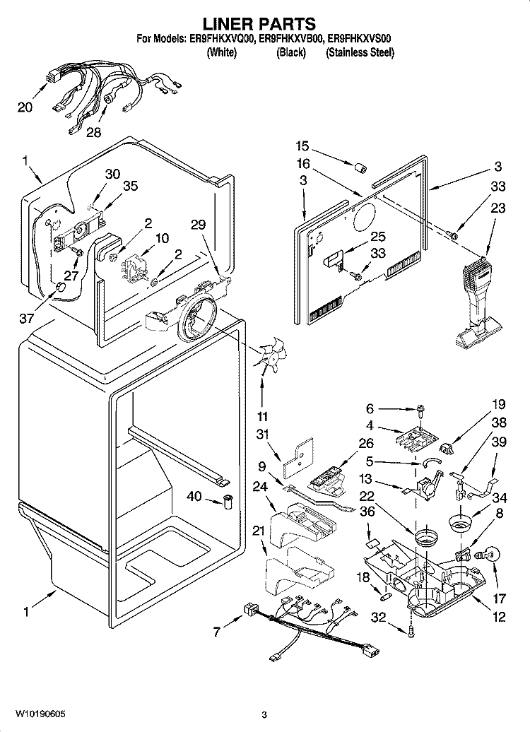 LINER PARTS Diagram and Parts List for ER9FHKXVQ00  Whirlpool Refrigerator