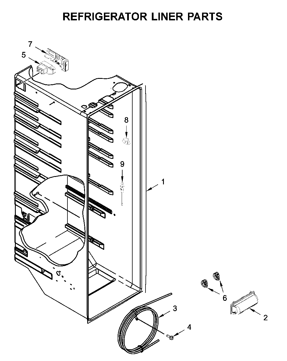 Refrigerator liner parts Diagram and Parts List for WRS311SDHM04  Whirlpool Refrigerator