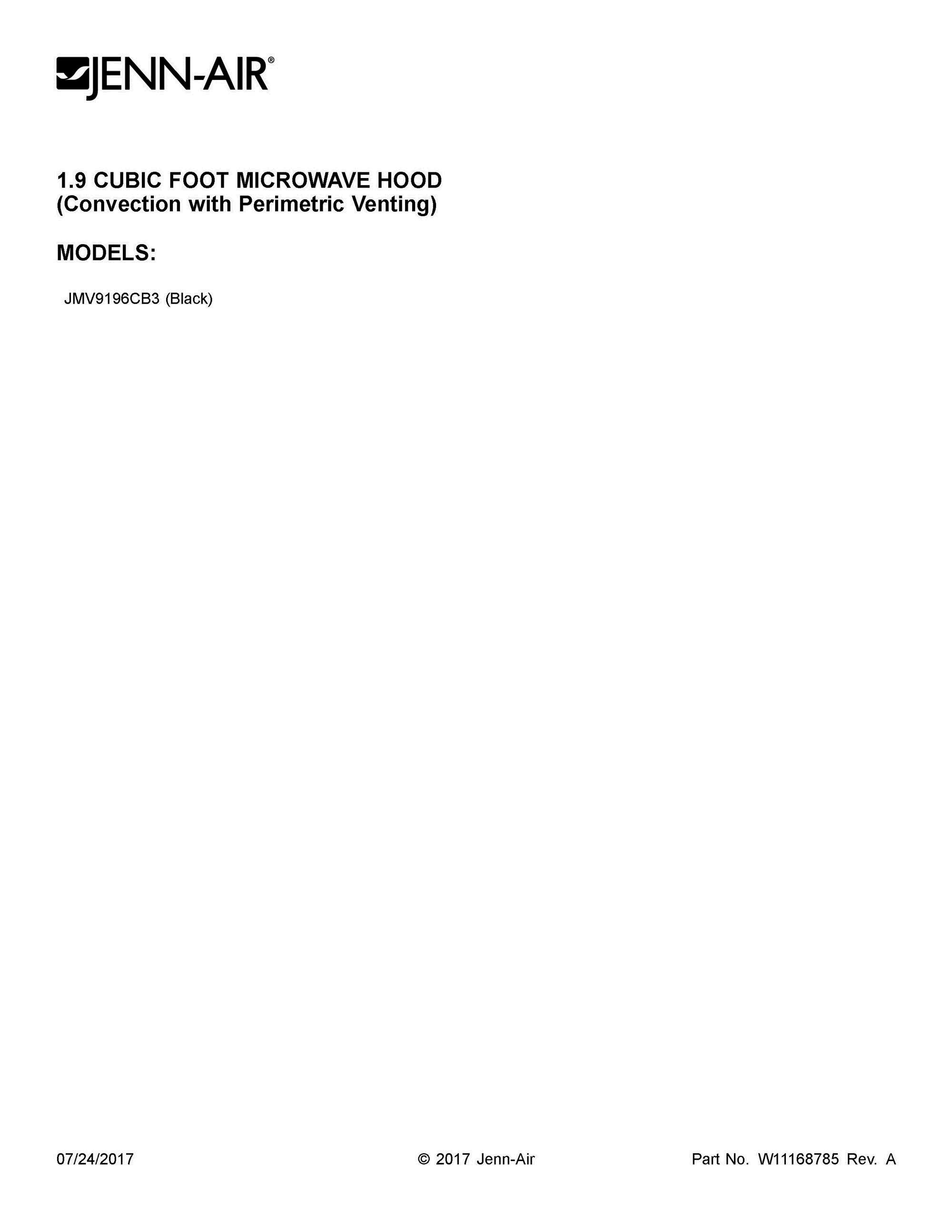 01 - COVER SHEET Diagram and Parts List for JMV9196CB3  Whirlpool Microwave Oven Combo