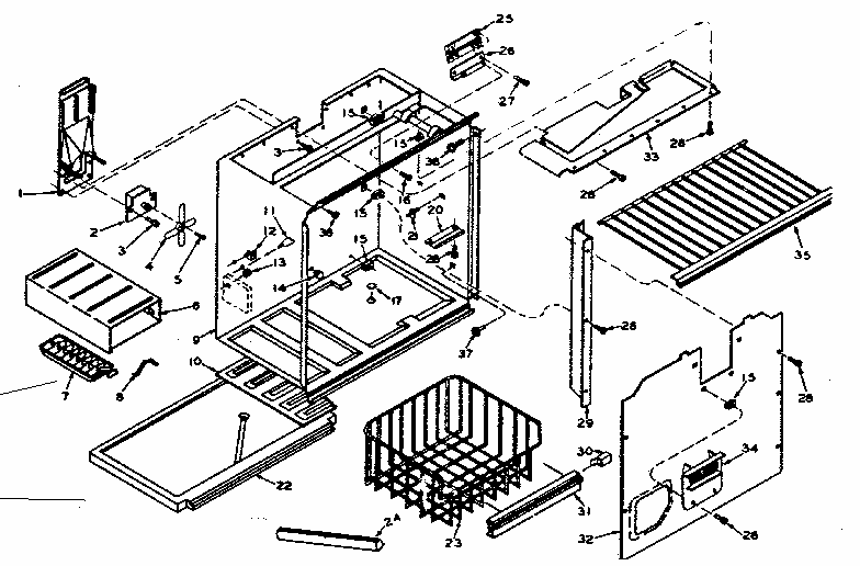 Freezer Section Parts Diagram and Parts List for 106T14GL2  Kenmore Refrigerator