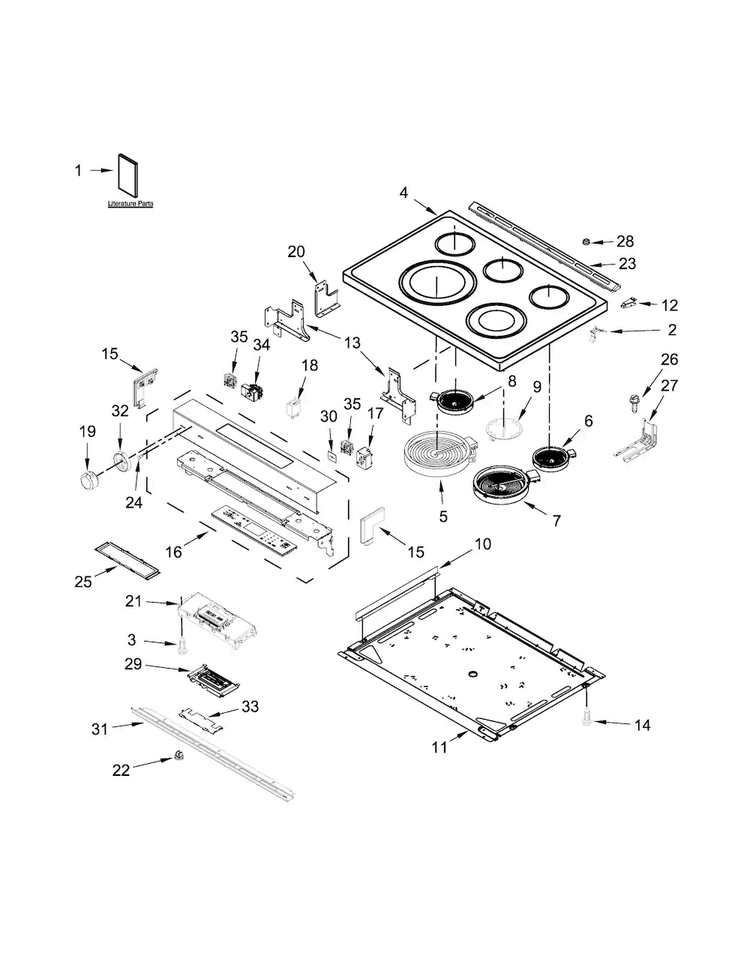 Cooktop Parts Diagram and Parts List for KSEG700EBL0  KitchenAid Range