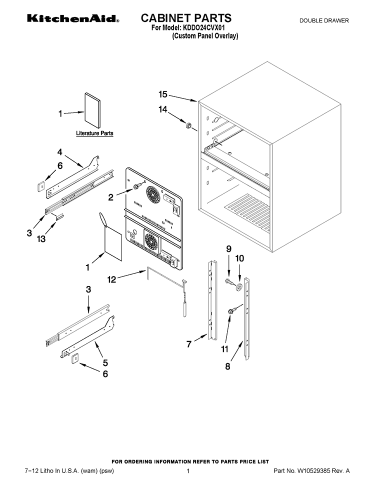 CABINET PARTS Diagram and Parts List for KDDO24CVX01  KitchenAid Refrigerator