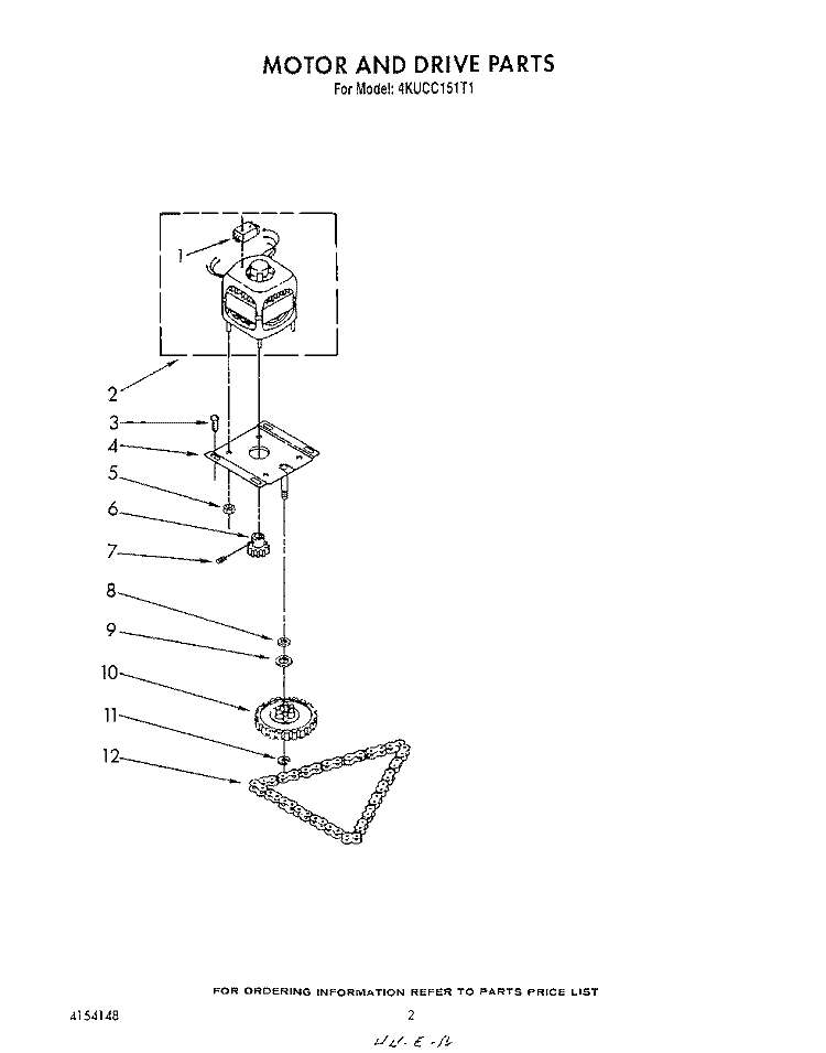 MOTOR AND DRIVE , LIT/OPTIONAL Diagram and Parts List for 4KUCC151T1  KitchenAid Trash Compactor