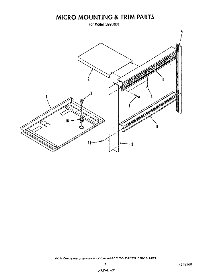 MICRO MOUNTING AND TRIM Diagram and Parts List for B9908B0  Roper Wall Oven