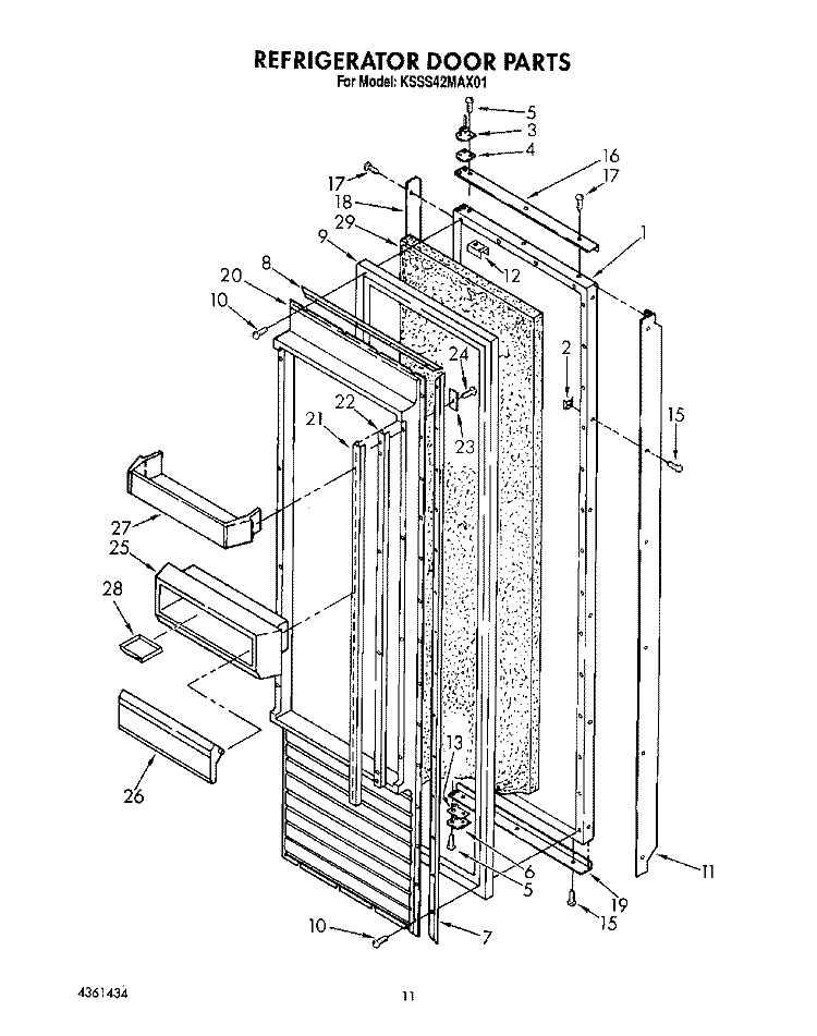 REFRIGERATOR DOOR Diagram and Parts List for KSSS42MAX01  KitchenAid Refrigerator