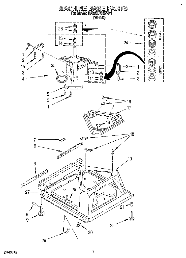MACHINE BASE Diagram and Parts List for KAWE870BWH1  KitchenAid Washer