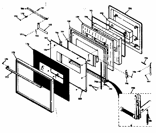 Upper Oven Door Diagram and Parts List for 8504277292  Kenmore Range