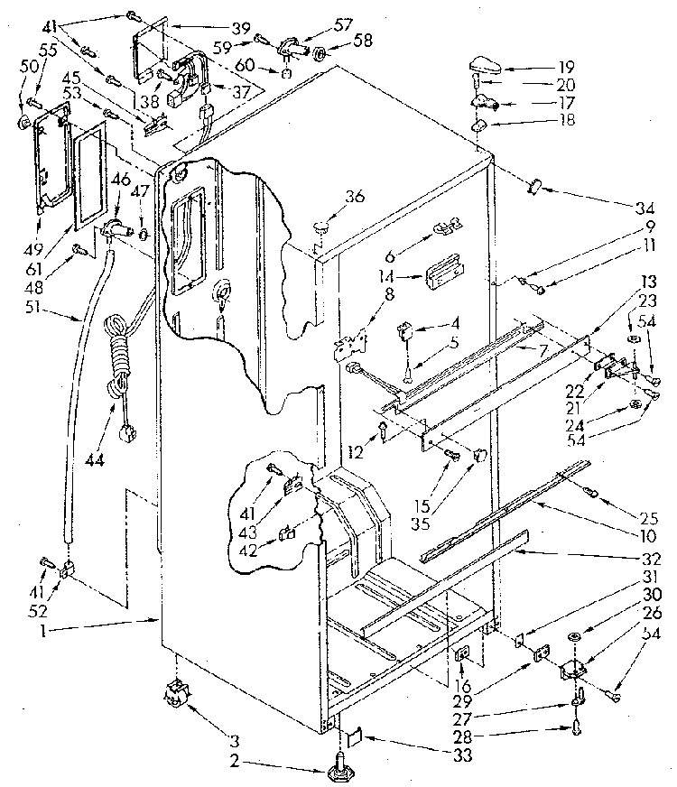 Cabinet Diagram and Parts List for ET18JKYSN02  Whirlpool Refrigerator