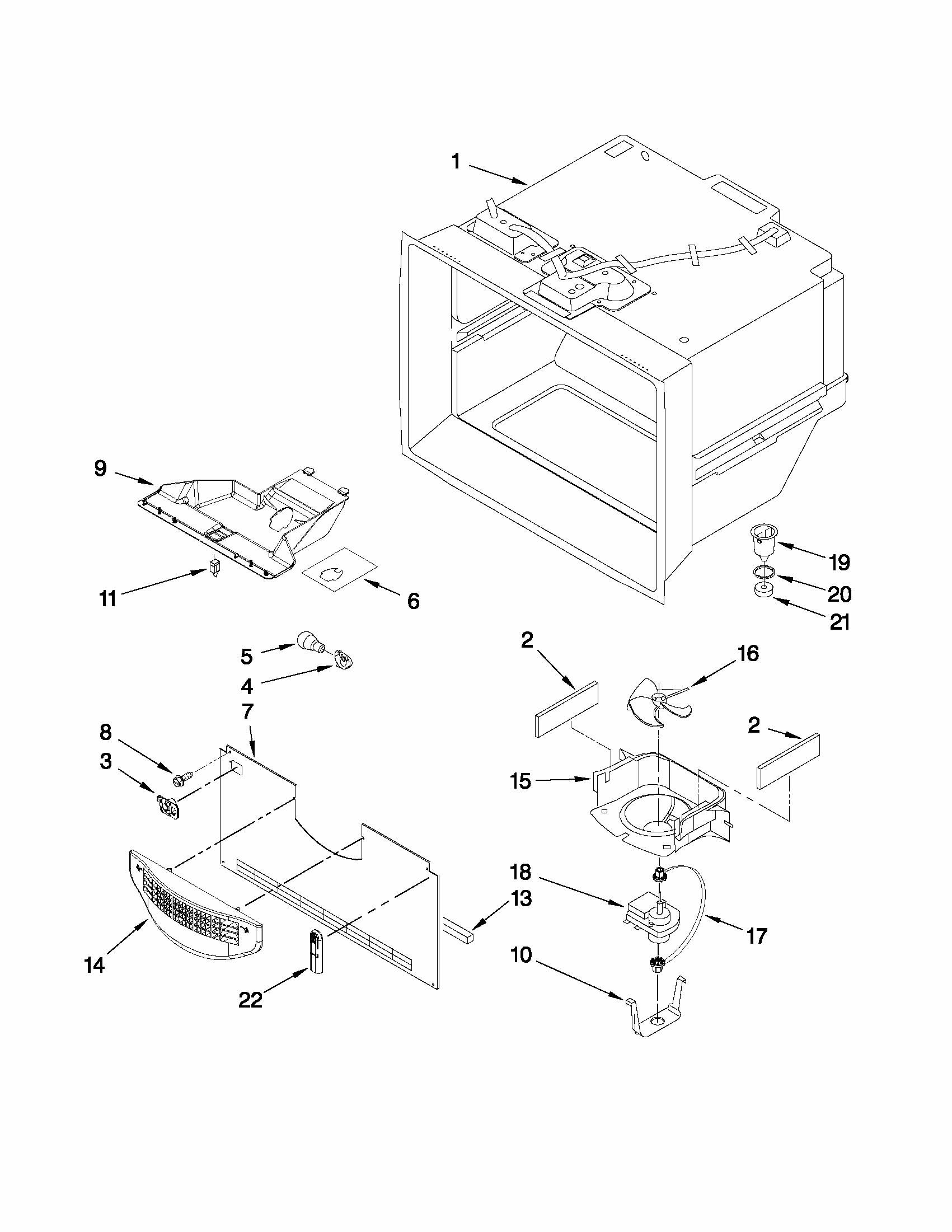 Freezer Liner Parts Diagram and Parts List for 59669932012  Kenmore Refrigerator