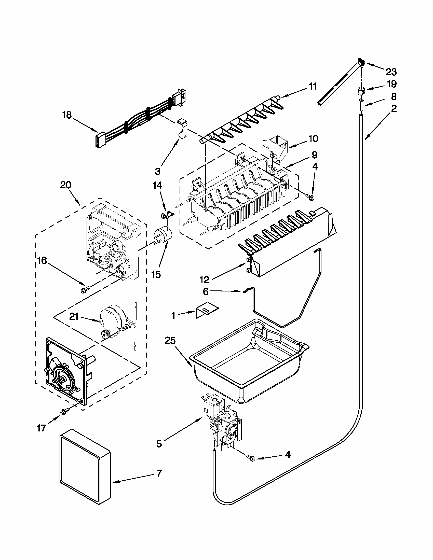 Icemaker Parts Diagram and Parts List for 59679223012  Kenmore Refrigerator