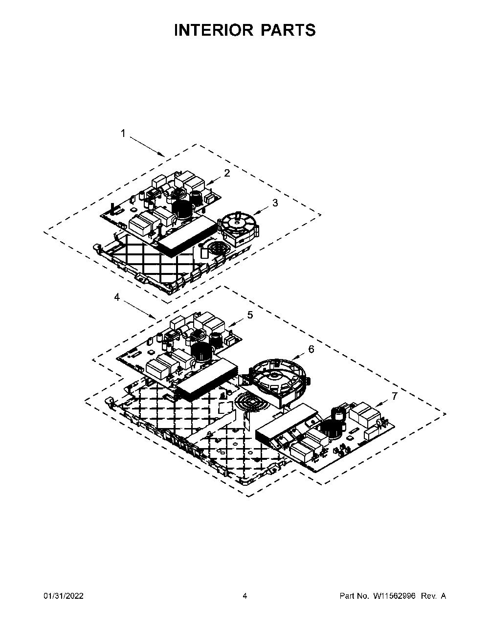 Interior Parts Diagram and Parts List for KCIG550JBL00  KitchenAid Cooktop
