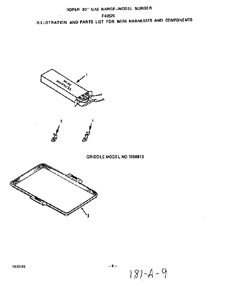 Wire Harness Diagram and Parts List for F4057W0  Roper Range