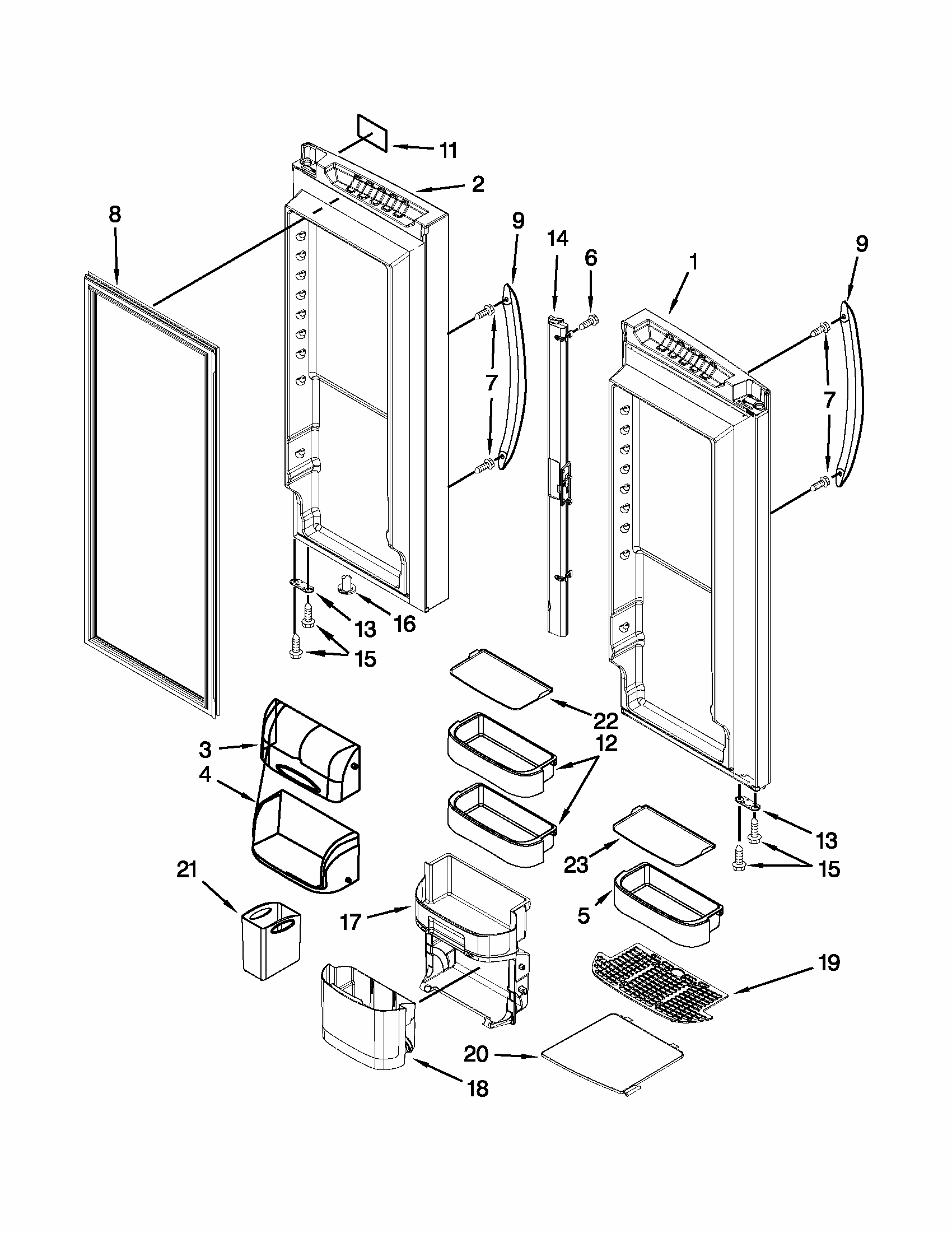 Refrigerator Door Diagram and Parts List for 59679532018  Kenmore Refrigerator