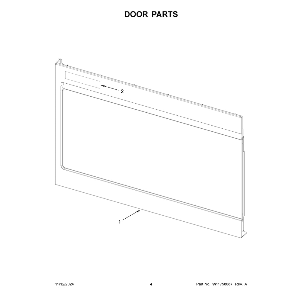 Door Parts Diagram and Parts List for YKMMS130RPS00  KitchenAid Microwave