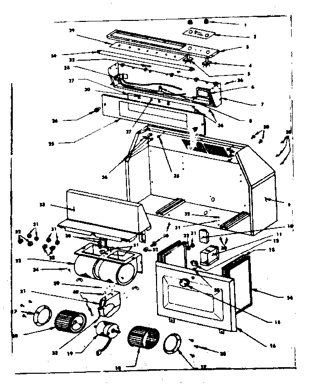 Range Hood Assembly Diagram and Parts List for 1555456741  Kenmore Range Hood