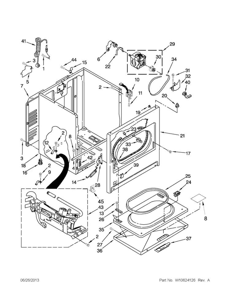 Cabinet Parts Diagram and Parts List for 7MWGD1705YM3  Whirlpool Dryer