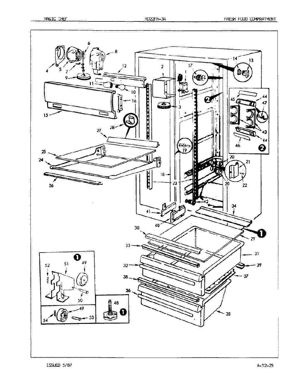 03 - Fresh Food Compartment Diagram and Parts List for RD22FA-3A  Whirlpool Refrigerator