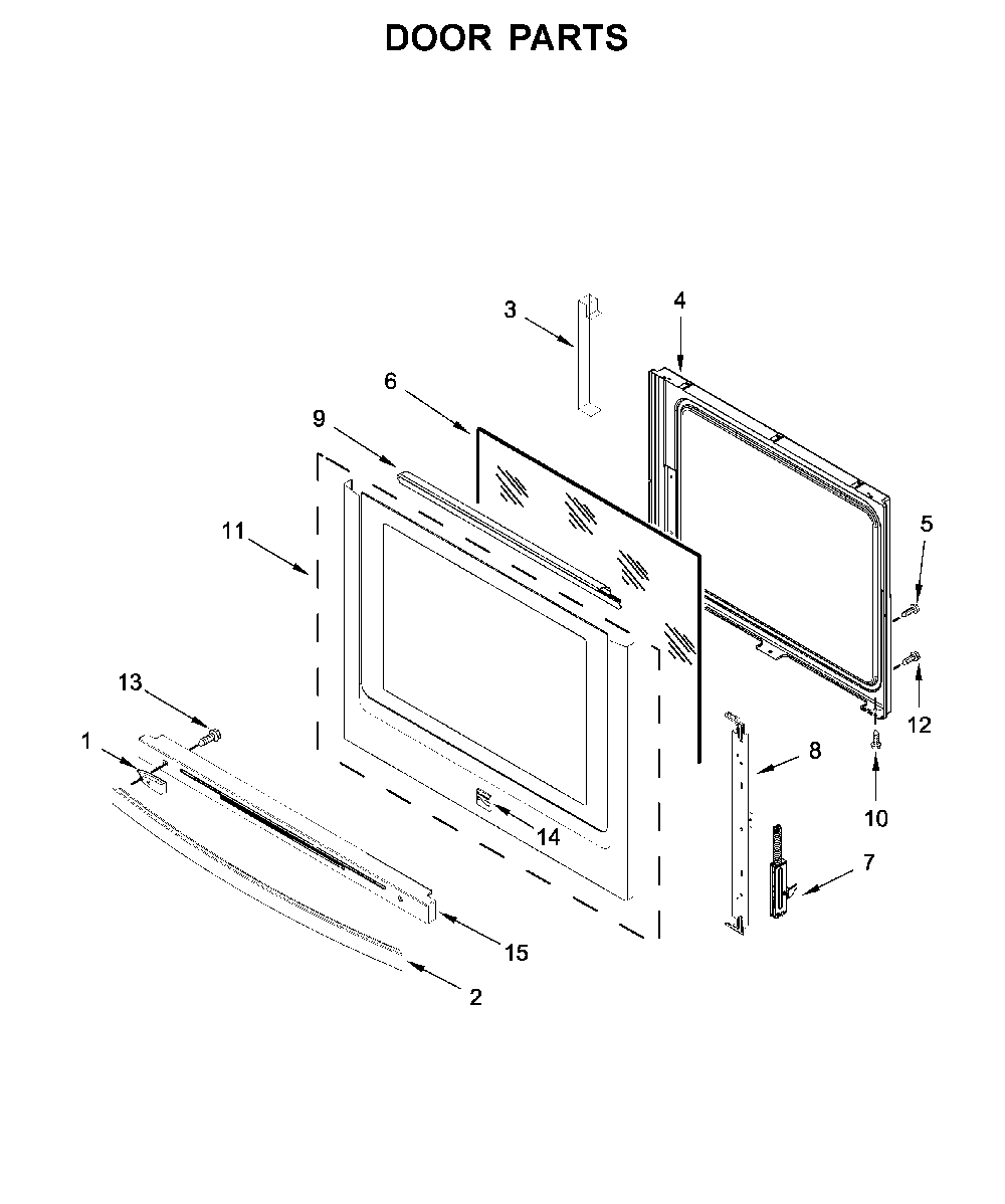 Door parts Diagram and Parts List for 66495123612  Kenmore Range