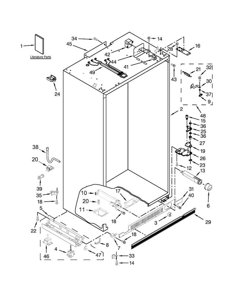 Cabinet Parts Diagram and Parts List for KBSD606ESS00  KitchenAid Refrigerator