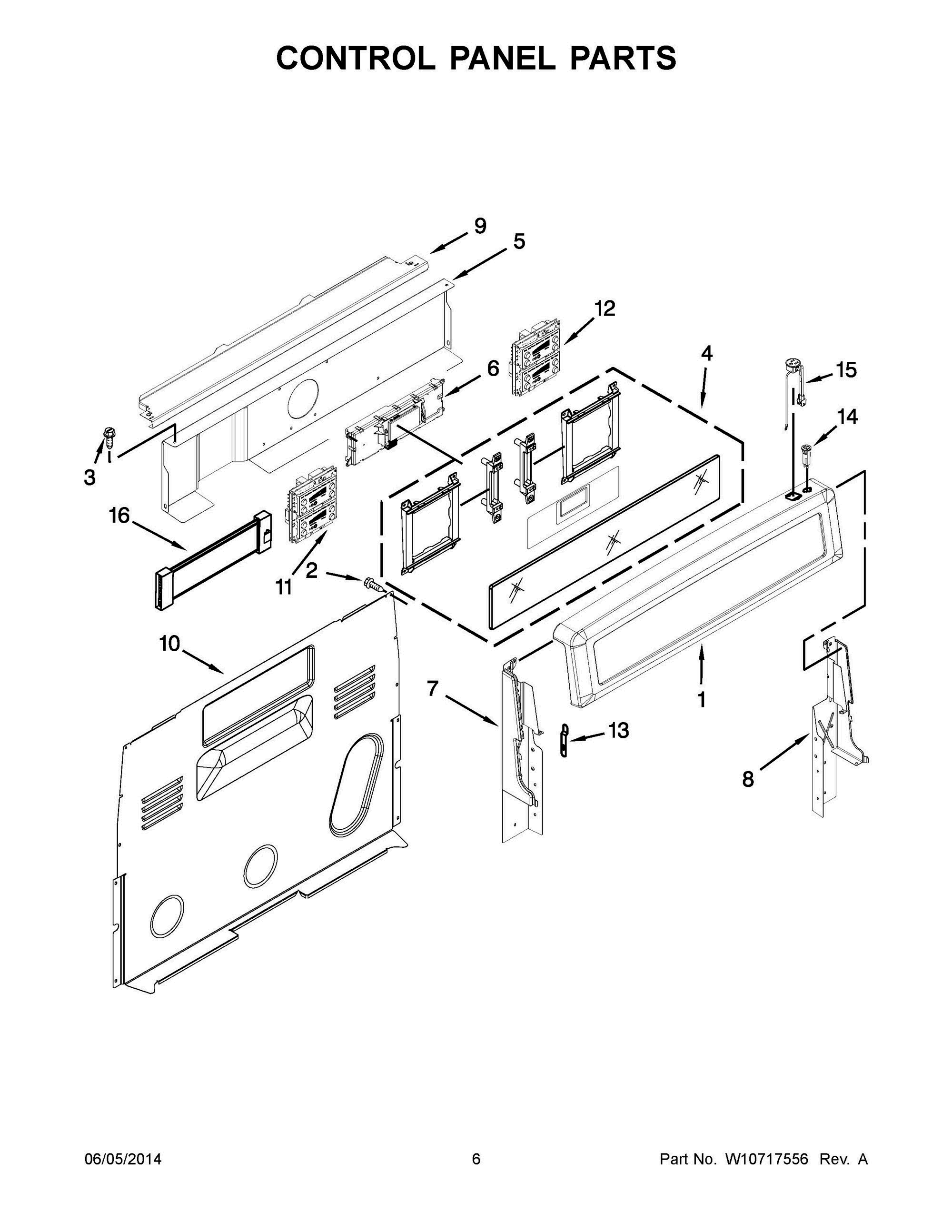 04 - CONTROL PANEL PARTS Diagram and Parts List for YKIRS608BSS1  Whirlpool Range