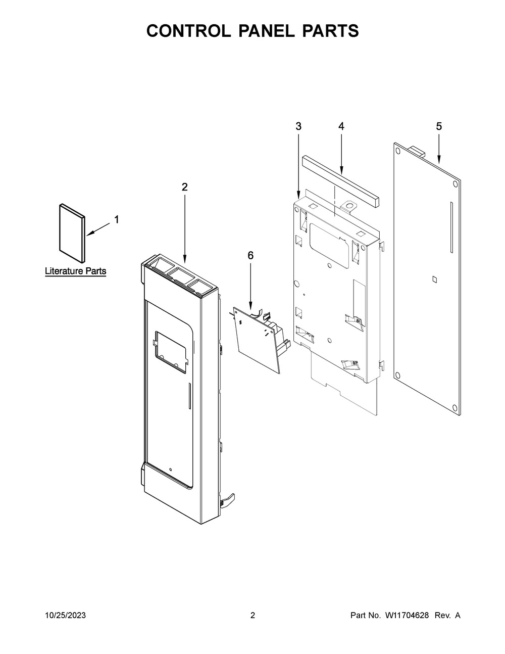 Control Panel Parts Diagram and Parts List for WMH32519HW08  Whirlpool Microwave