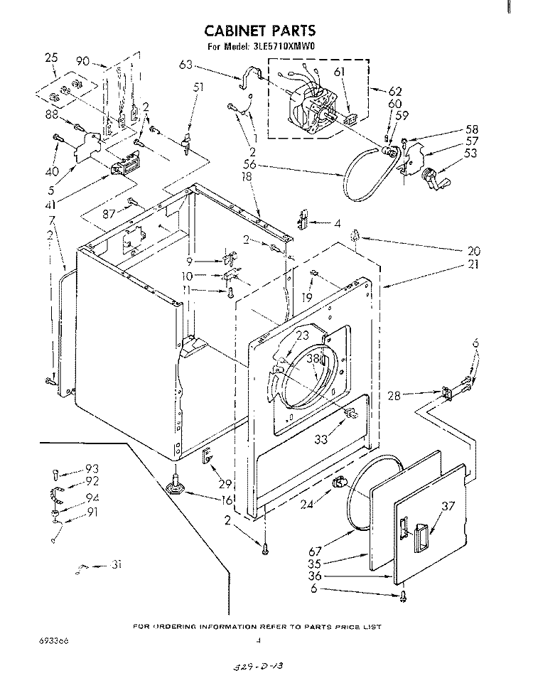 SECTION Diagram and Parts List for 3LE5710XMW0  Whirlpool Dryer