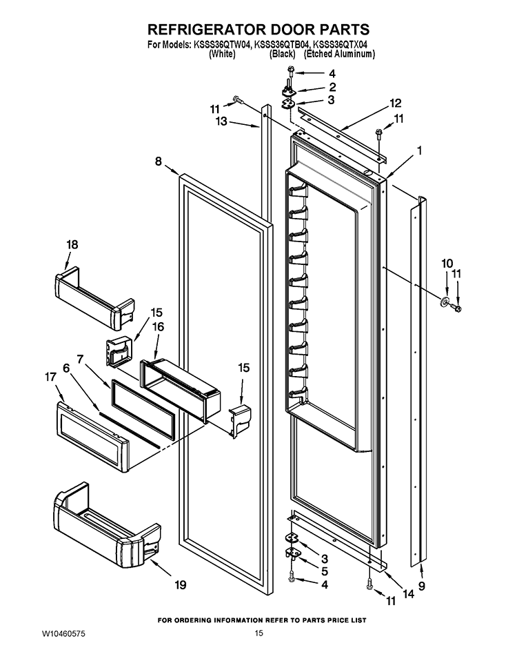 REFRIGERATOR DOOR PARTS Diagram and Parts List for KSSS36QTB04  KitchenAid Refrigerator