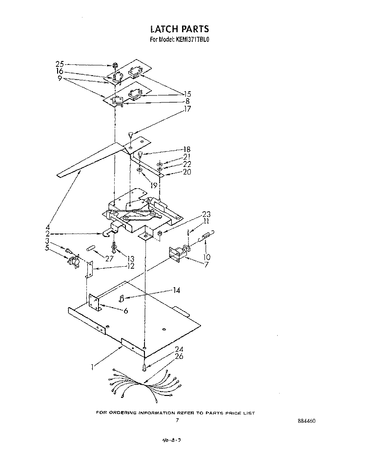 LATCH Diagram and Parts List for KEMI371TBL0  KitchenAid Microwave Oven Combo