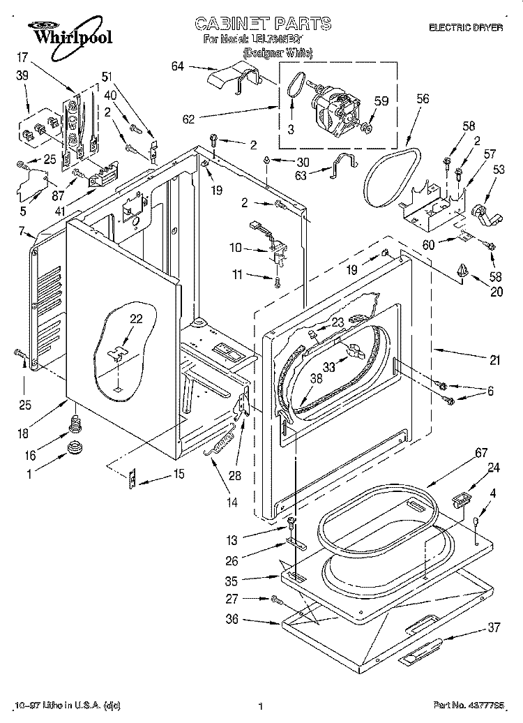 SECTION Diagram and Parts List for LEL7646EQ1  Whirlpool Dryer