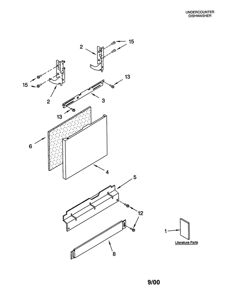 Door And Panel Diagram and Parts List for KUDR01DTBT0  KitchenAid Dishwasher